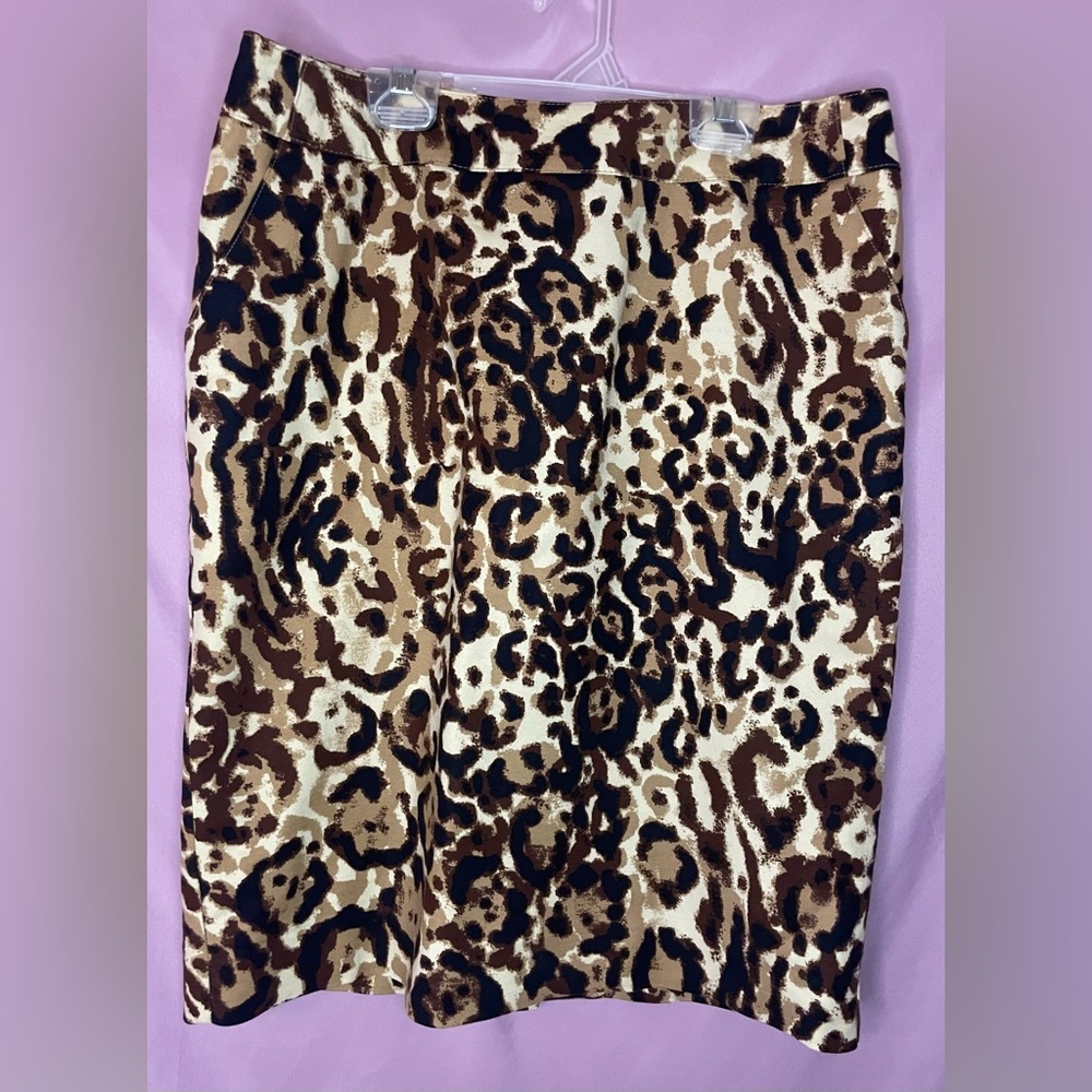 Merona Womens Leopard Pencil Skirt Sz 10 Y2K Style Animal Print